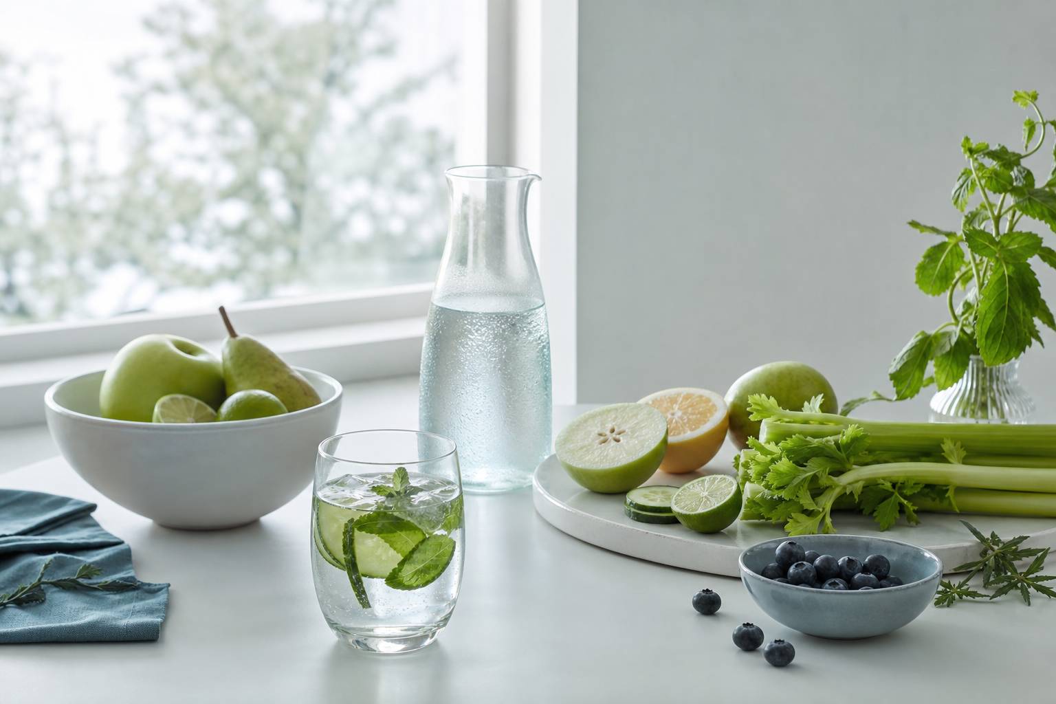 Fruits frais legumes eau alimentation equilibree sans sucre ajoute bien etre