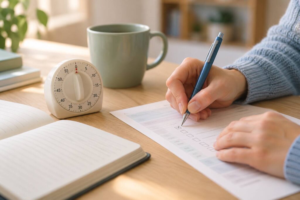 Illustration de détail sur le sujet : Gérer le stress des dossiers de bourse et des examens : routines simples pour